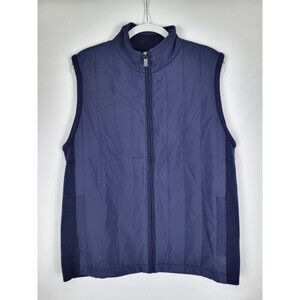Hart Schaffner Marx Vest Full Zip Mens Large Merino Wool Blend Back Navy Blue